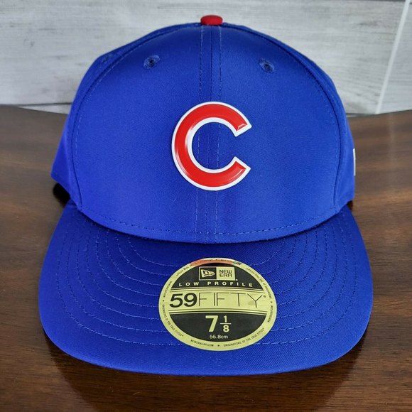New Era Blue Chicago Cubs Hat Slouch Casual Dad Cap 59Fifty FITTED Large 7 1/8 - Picture 1 of 5